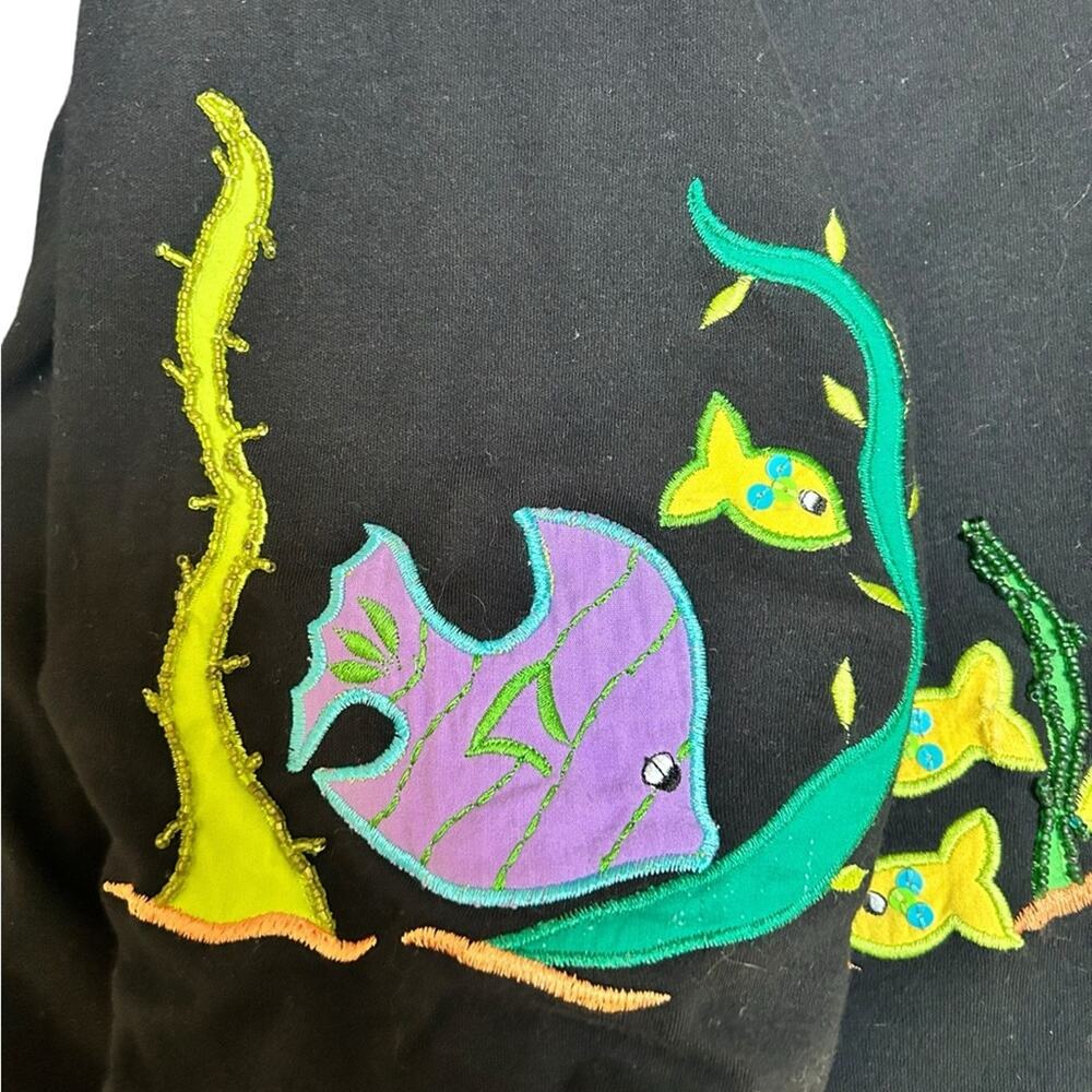 Michael Simon Sequin Fish Button Up Top Large - image 5